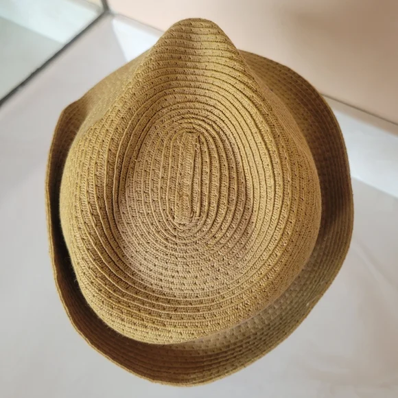 🌺3 for $10 Vintage Stone Straw Fedora with Striped Grosgrain Ribbon - Picture 6 of 10